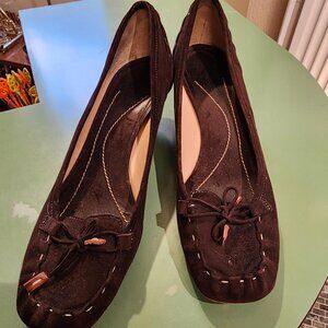 Kate Spade Women’s Size 10 Laney Chocolate Brown Suede Whip Stitch Kitten Heel